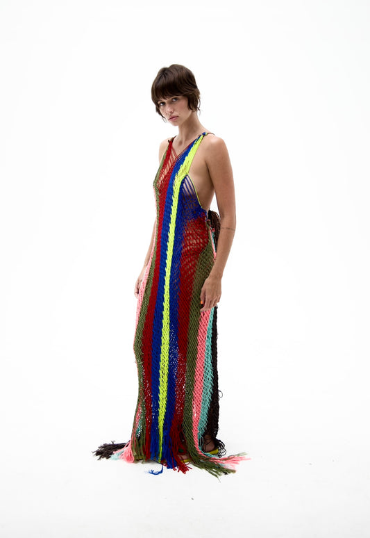 Striped Netting Dress