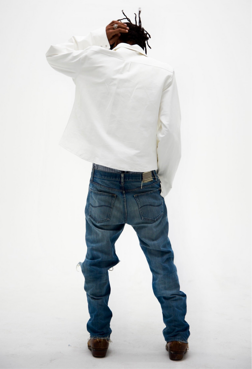 Leather Pearl Snap Button Up