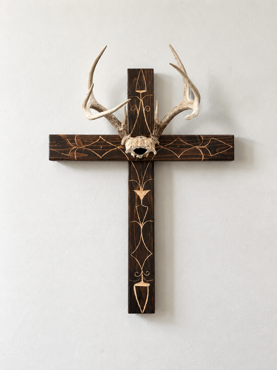 Wooden Cross Antler Mount