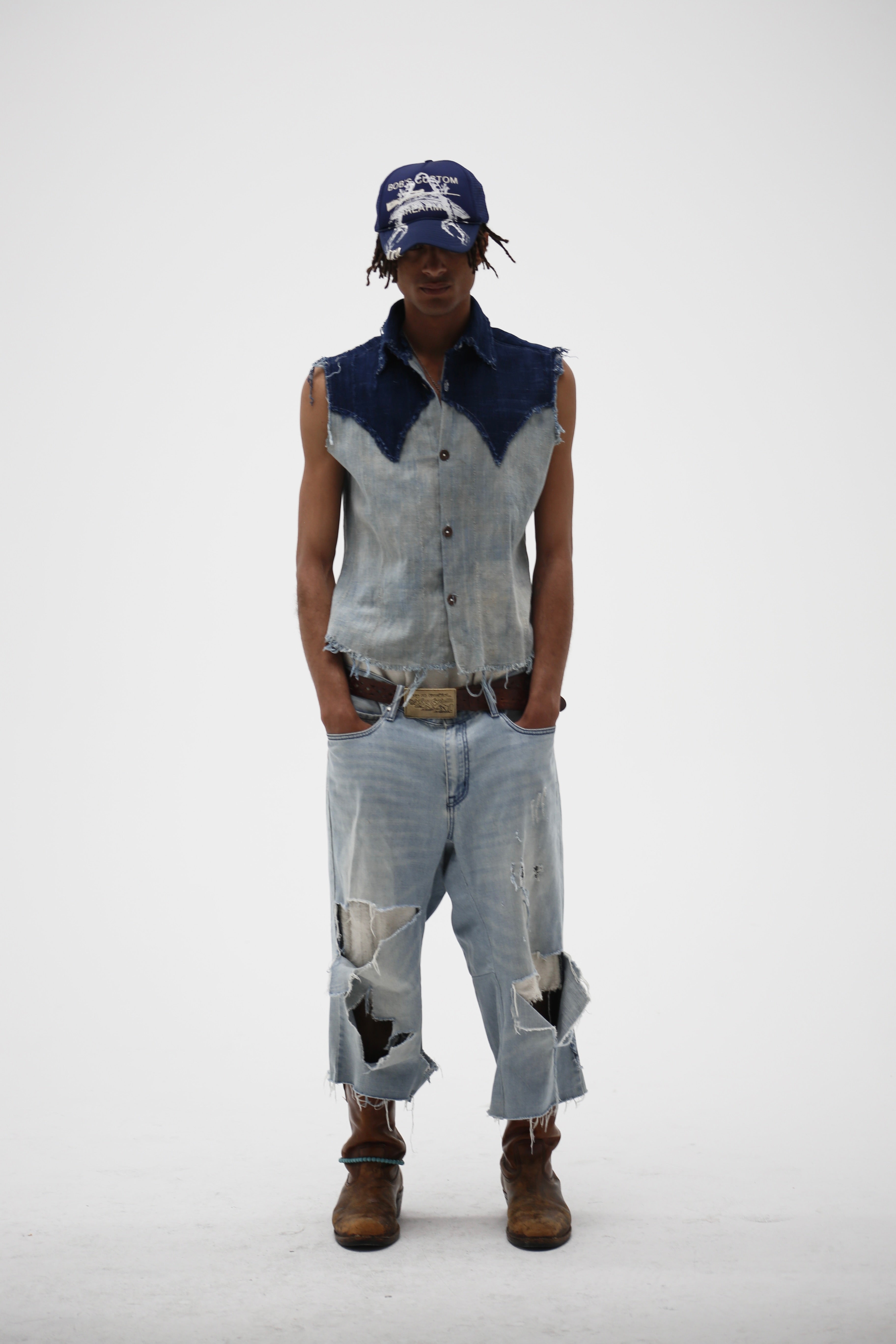 Hand Woven Cotton Western Cut Off