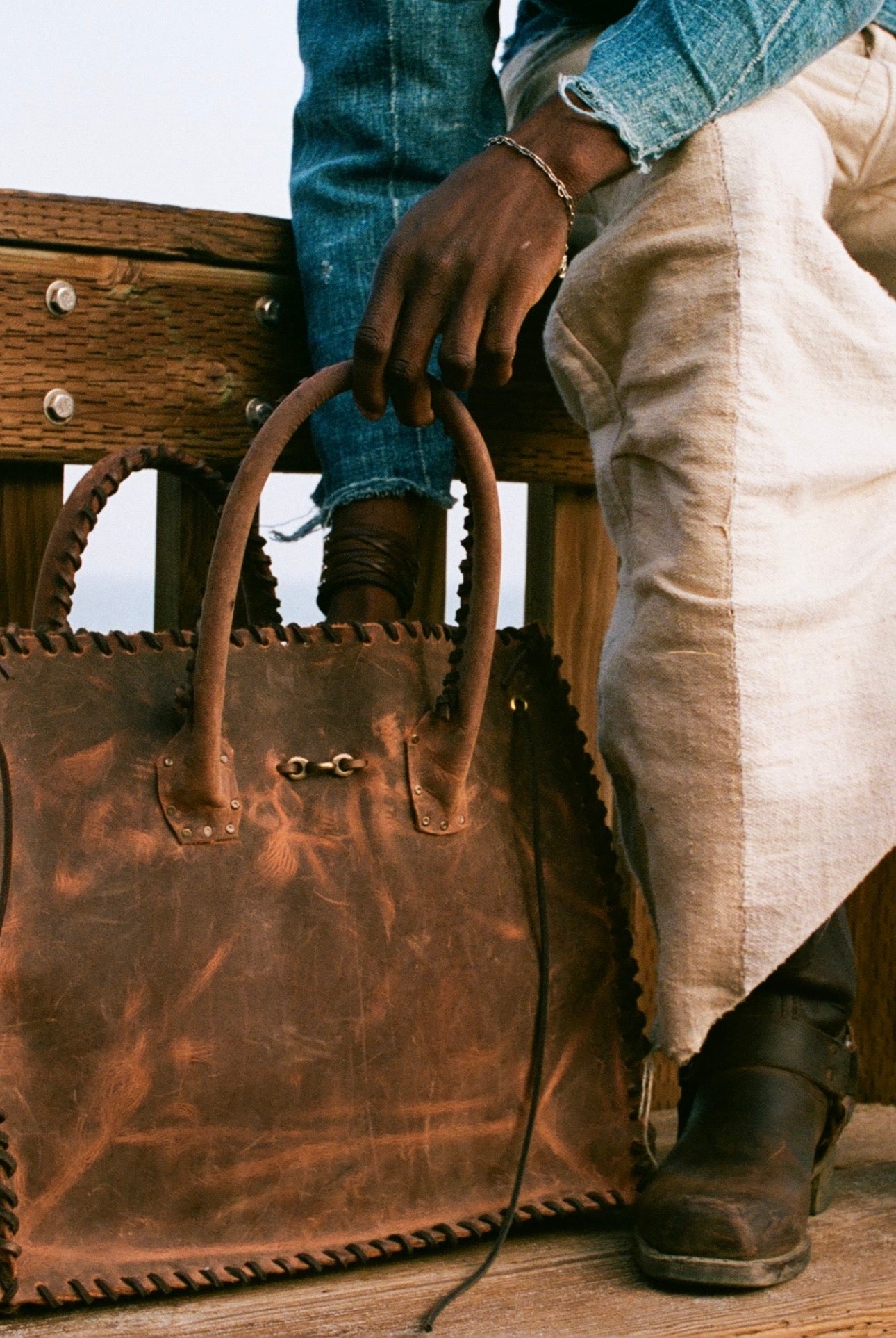 Distressed leather Forager Bag