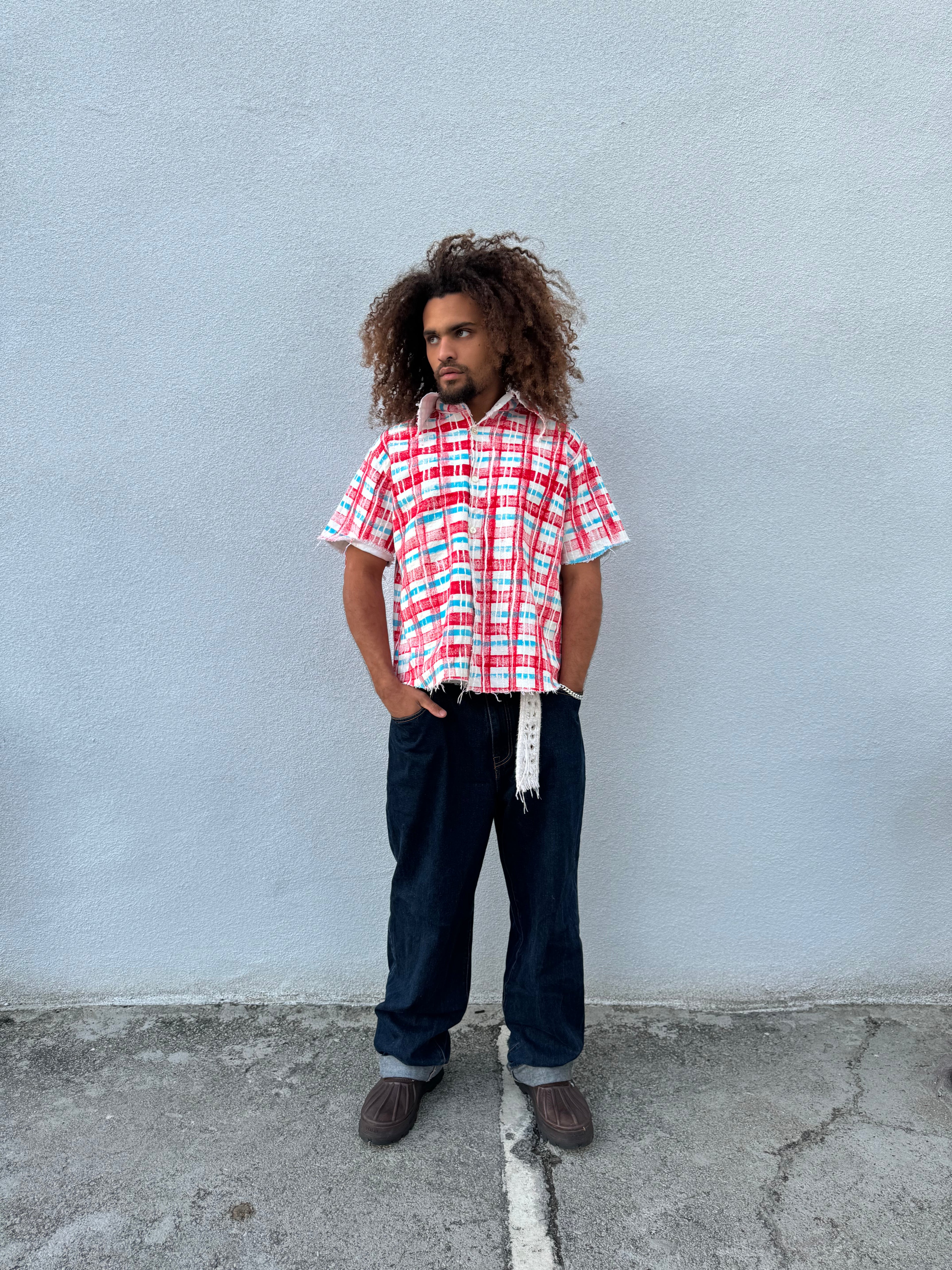 Hand Painted Short Sleeve Button up 001