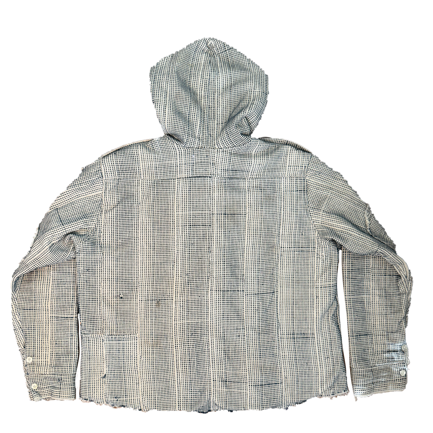 Boro Stitched Hand Woven African Cotton Zip up Hooded Jacket